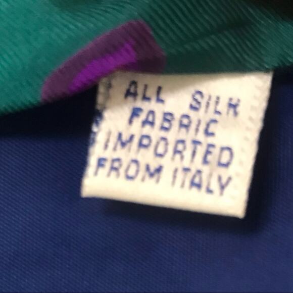 2 Perry Ellis Portfolio 100% Silk Ties Solid Bronze and Green & Purple Patterned - Picture 6 of 6